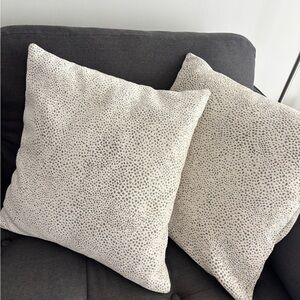 West Elm Cream and Gray Speckled Accent Pillows (Pair)